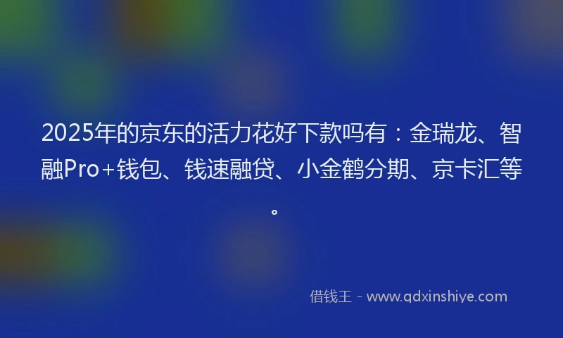 2025年的京东的活力花好下款吗有：金瑞龙、智融Pro+钱包、钱速融贷、小金鹤分期、京卡汇等。