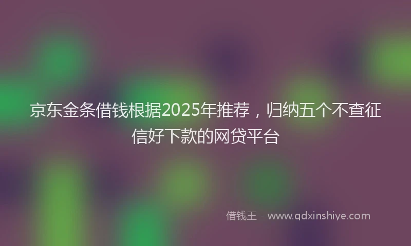 京东金条借钱根据2025年推荐，归纳五个不查征信好下款的网贷平台