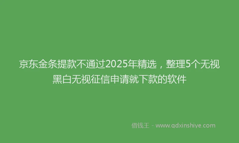 京东金条提款不通过2025年精选，整理5个无视黑白无视征信申请就下款的软件