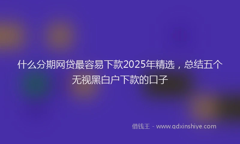 什么分期网贷最容易下款2025年精选，总结五个无视黑白户下款的口子