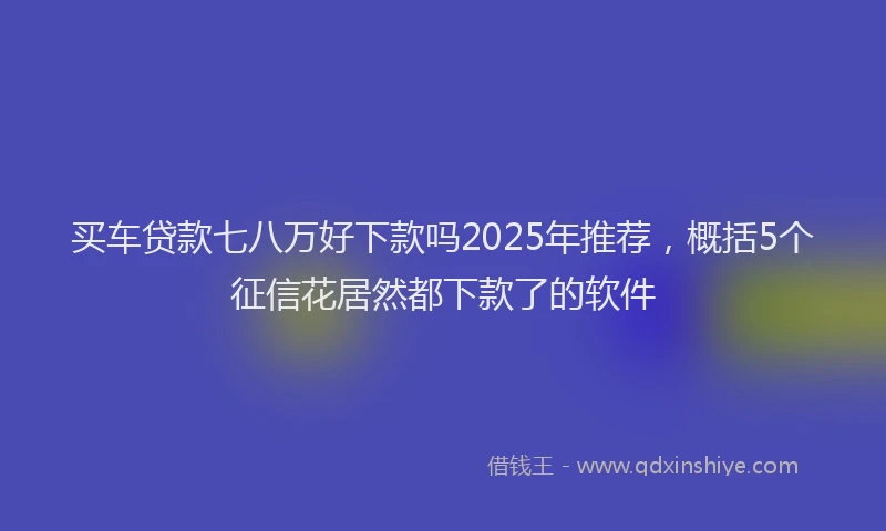 买车贷款七八万好下款吗2025年推荐，概括5个征信花居然都下款了的软件