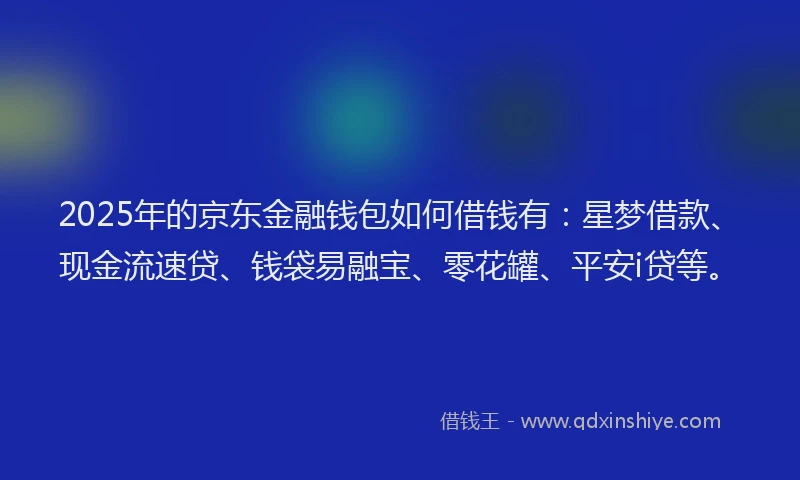 2025年的京东金融钱包如何借钱有：星梦借款、现金流速贷、钱袋易融宝、零花罐、平安i贷等。