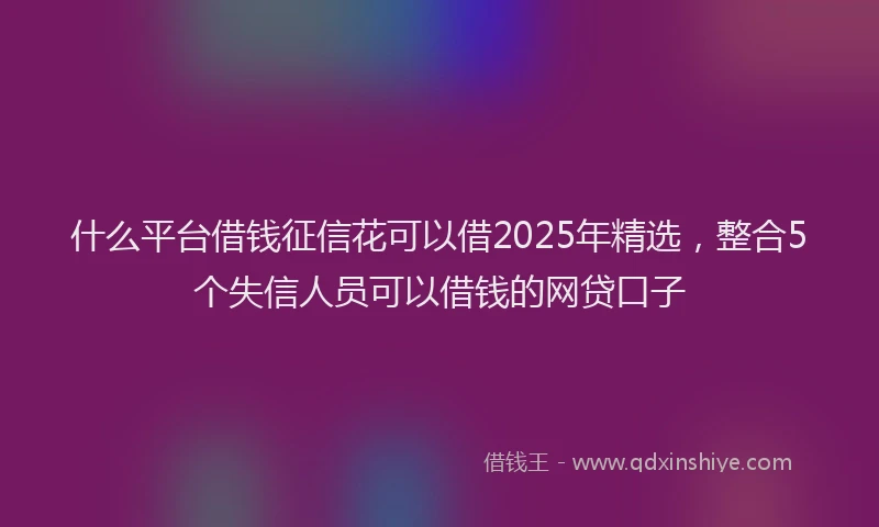 什么平台借钱征信花可以借2025年精选，整合5个失信人员可以借钱的网贷口子