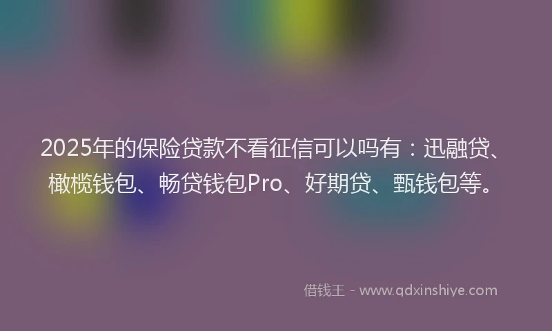 2025年的保险贷款不看征信可以吗有：迅融贷、橄榄钱包、畅贷钱包Pro、好期贷、甄钱包等。
