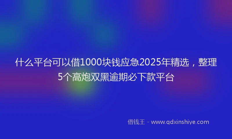 什么平台可以借1000块钱应急2025年精选，整理5个高炮双黑逾期必下款平台