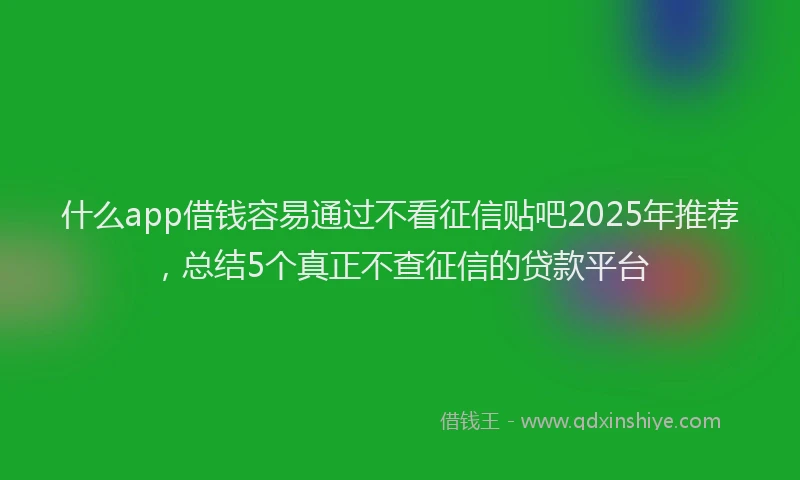 什么app借钱容易通过不看征信贴吧2025年推荐，总结5个真正不查征信的贷款平台