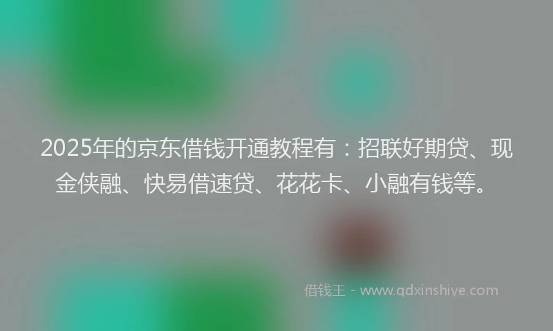 2025年的京东借钱开通教程有：招联好期贷、现金侠融、快易借速贷、花花卡、小融有钱等。