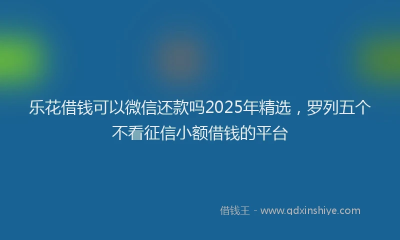 乐花借钱可以微信还款吗2025年精选，罗列五个不看征信小额借钱的平台