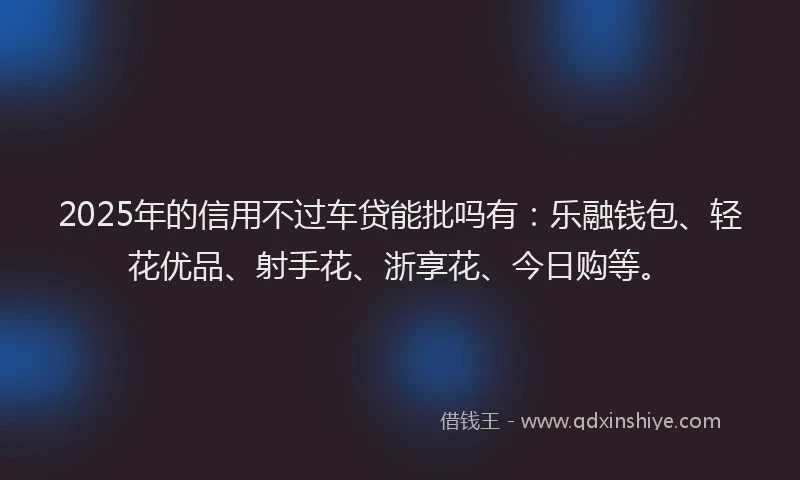 2025年的信用不过车贷能批吗有：乐融钱包、轻花优品、射手花、浙享花、今日购等。
