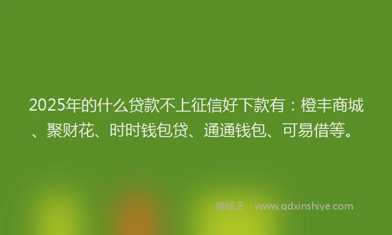 2025年的什么贷款不上征信好下款有:橙丰商城、聚财花、时时钱包贷、通通钱包、可易借等。