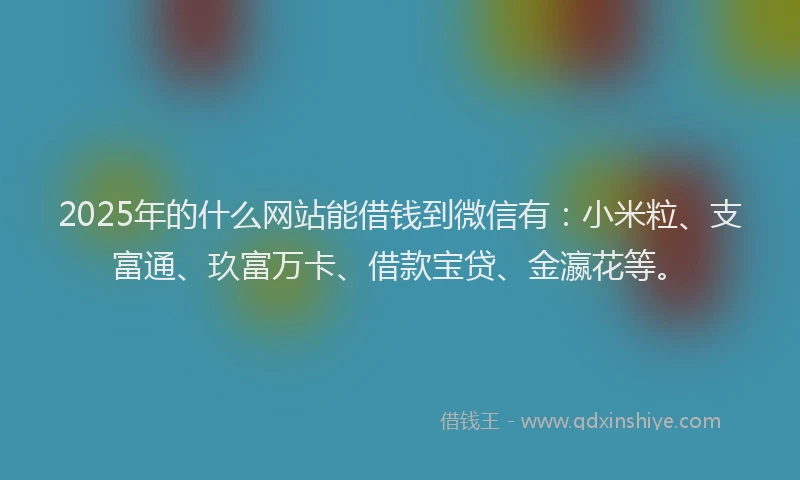 2025年的什么网站能借钱到微信有：小米粒、支富通、玖富万卡、借款宝贷、金瀛花等。