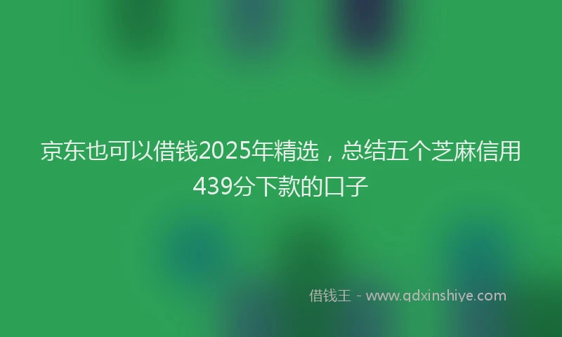 京东也可以借钱2025年精选，总结五个芝麻信用439分下款的口子