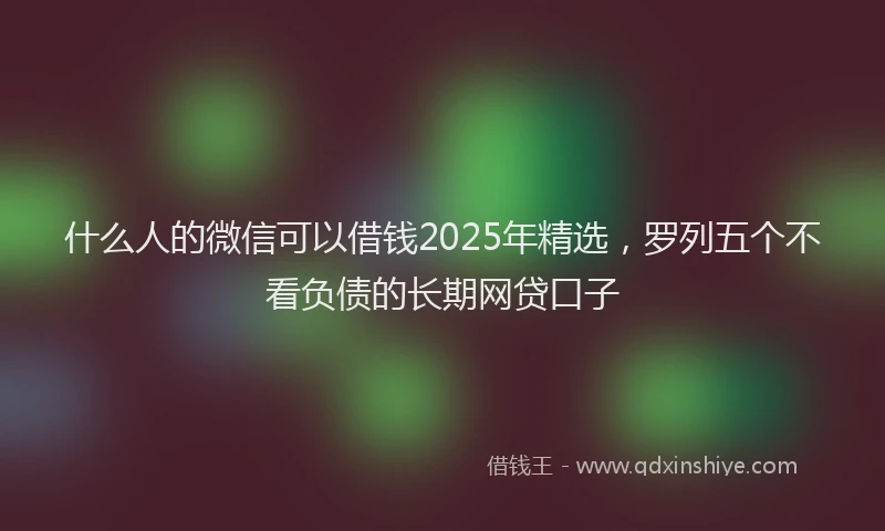 什么人的微信可以借钱2025年精选，罗列五个不看负债的长期网贷口子