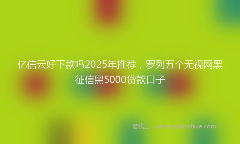亿信云好下款吗2025年推荐，罗列五个无视网黑征信黑5000贷款口子