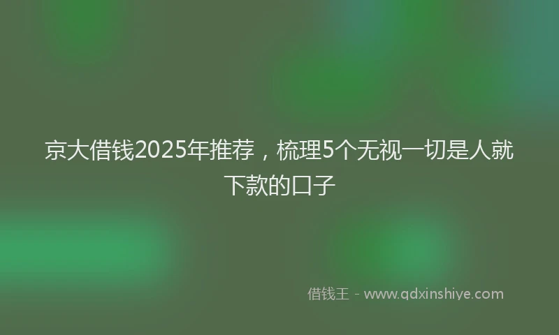 京大借钱2025年推荐，梳理5个无视一切是人就下款的口子