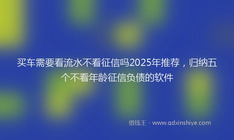 买车需要看流水不看征信吗2025年推荐，归纳五个不看年龄征信负债的软件
