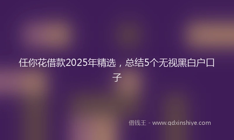 任你花借款2025年精选，总结5个无视黑白户口子