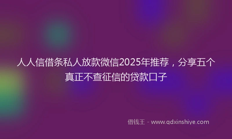 人人信借条私人放款微信2025年推荐，分享五个真正不查征信的贷款口子