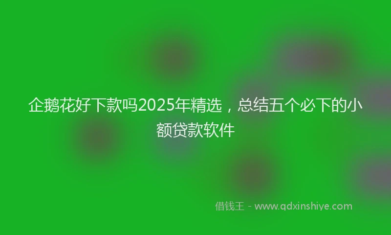 企鹅花好下款吗2025年精选，总结五个必下的小额贷款软件