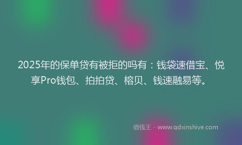 2025年的保单贷有被拒的吗有：钱袋速借宝、悦享Pro钱包、拍拍贷、榕贝、钱速融易等。