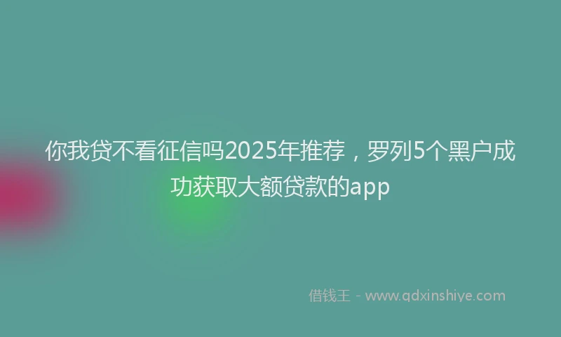 你我贷不看征信吗2025年推荐，罗列5个黑户成功获取大额贷款的app