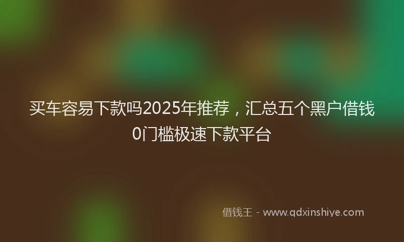 买车容易下款吗2025年推荐，汇总五个黑户借钱0门槛极速下款平台