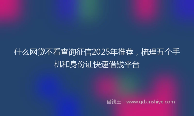 什么网贷不看查询征信2025年推荐，梳理五个手机和身份证快速借钱平台