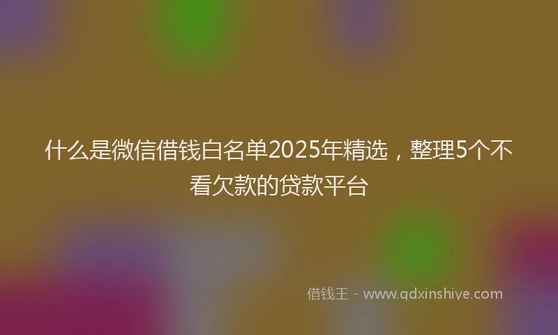 什么是微信借钱白名单2025年精选，整理5个不看欠款的贷款平台