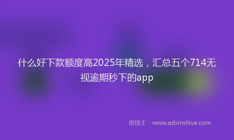 什么好下款额度高2025年精选，汇总五个714无视逾期秒下的app