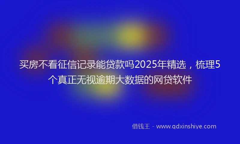 买房不看征信记录能贷款吗2025年精选，梳理5个真正无视逾期大数据的网贷软件