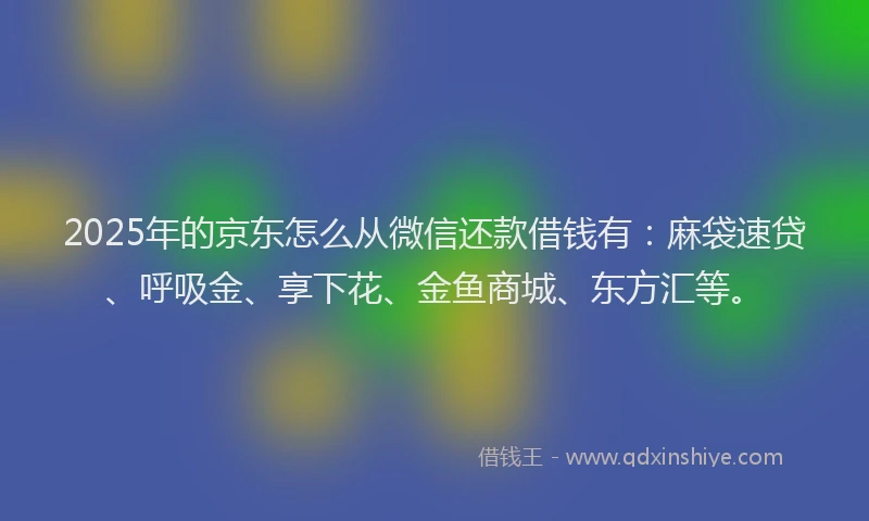 2025年的京东怎么从微信还款借钱有：麻袋速贷、呼吸金、享下花、金鱼商城、东方汇等。