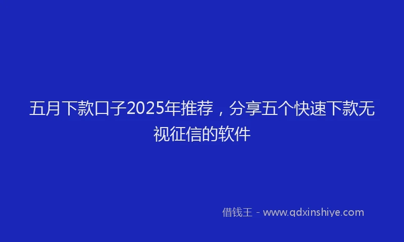 五月下款口子2025年推荐，分享五个快速下款无视征信的软件