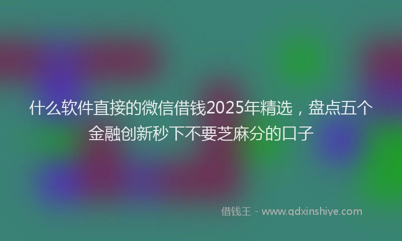 什么软件直接的微信借钱2025年精选，盘点五个金融创新秒下不要芝麻分的口子