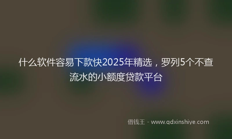 什么软件容易下款快2025年精选,罗列5个不查流水的小额度贷款平台