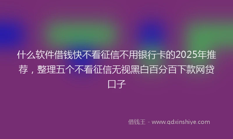 什么软件借钱快不看征信不用银行卡的2025年推荐，整理五个不看征信无视黑白百分百下款网贷口子