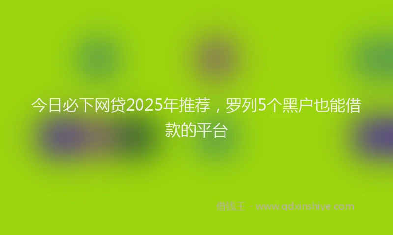 今日必下网贷2025年推荐，罗列5个黑户也能借款的平台