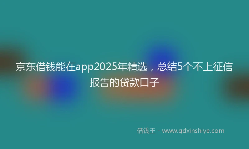 京东借钱能在app2025年精选，总结5个不上征信报告的贷款口子