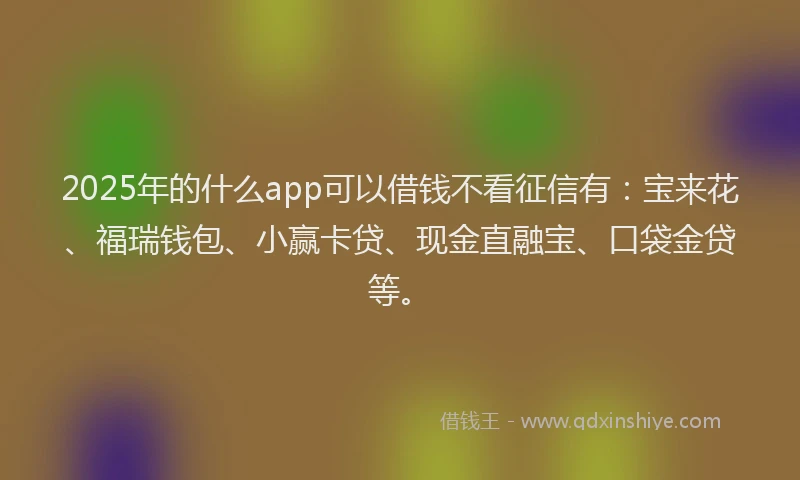 2025年的什么app可以借钱不看征信有:宝来花、福瑞钱包、小赢卡贷、现金直融宝、口袋金贷等。