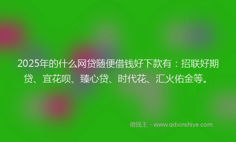2025年的什么网贷随便借钱好下款有：招联好期贷、宜花呗、臻心贷、时代花、汇火佑金等。