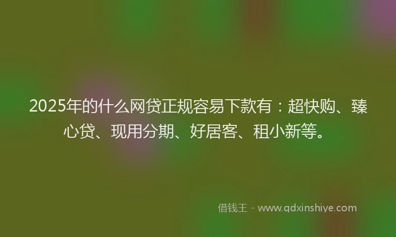 2025年的什么网贷正规容易下款有：超快购、臻心贷、现用分期、好居客、租小新等。