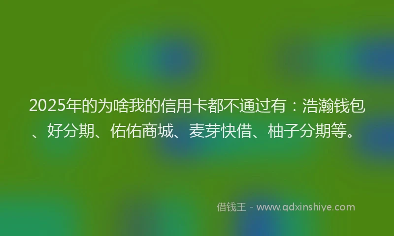 2025年的为啥我的信用卡都不通过有：浩瀚钱包、好分期、佑佑商城、麦芽快借、柚子分期等。