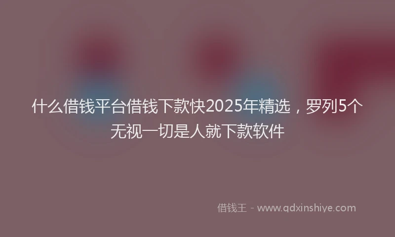 什么借钱平台借钱下款快2025年精选，罗列5个无视一切是人就下款软件