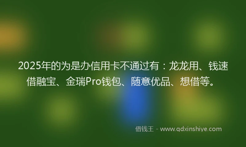 2025年的为是办信用卡不通过有：龙龙用、钱速借融宝、金瑞Pro钱包、随意优品、想借等。