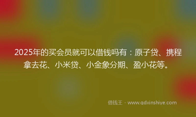 2025年的买会员就可以借钱吗有：原子贷、携程拿去花、小米贷、小金象分期、盈小花等。