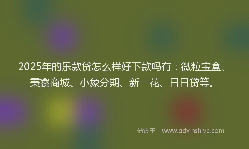 2025年的乐款贷怎么样好下款吗有：微粒宝盒、秉鑫商城、小象分期、新一花、日日贷等。