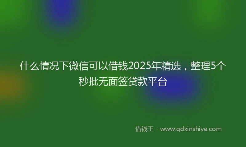 什么情况下微信可以借钱2025年精选，整理5个秒批无面签贷款平台
