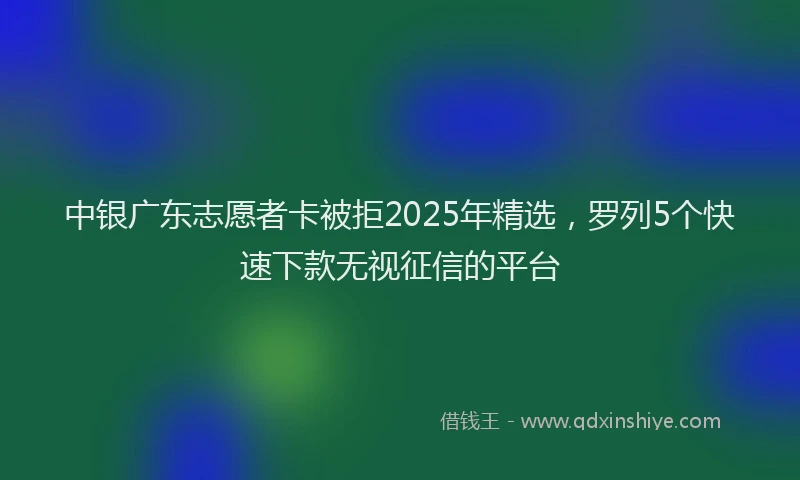 中银广东志愿者卡被拒2025年精选，罗列5个快速下款无视征信的平台