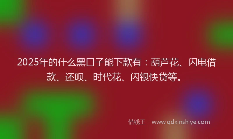 2025年的什么黑口子能下款有：葫芦花、闪电借款、还呗、时代花、闪银快贷等。