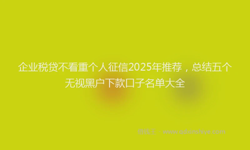 企业税贷不看重个人征信2025年推荐，总结五个无视黑户下款口子名单大全