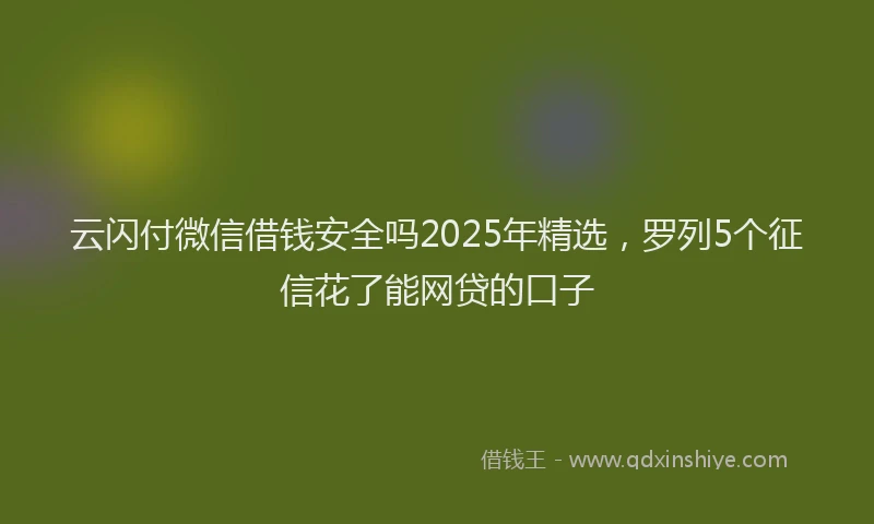云闪付微信借钱安全吗2025年精选，罗列5个征信花了能网贷的口子